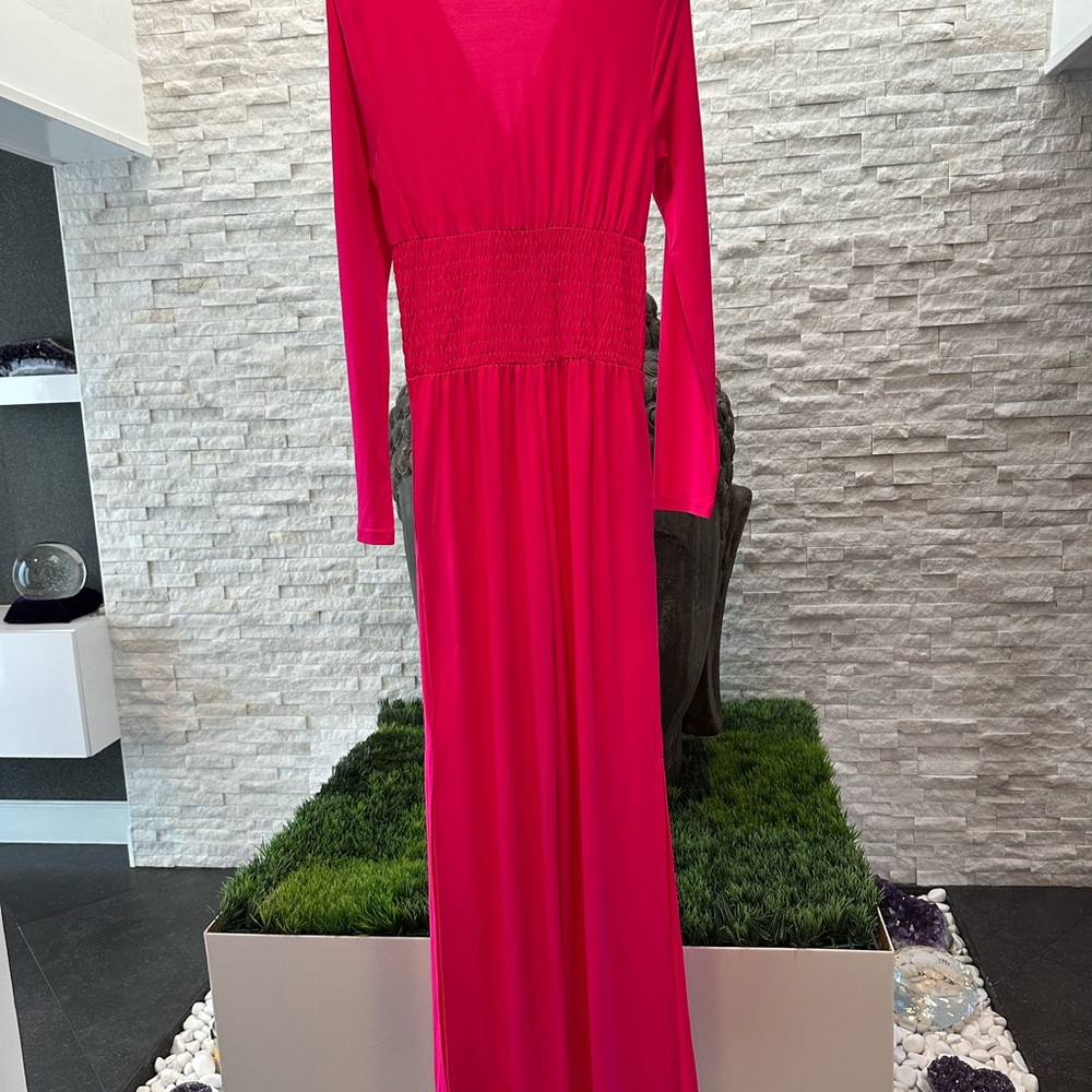 Venus Hot Pink Women's Jumpsuit cinch waist slit wide leg xs - Picture 7 of 9